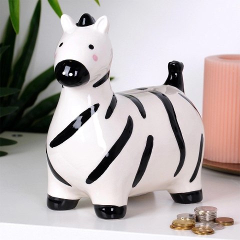 Skarbonka Ceramiczna Zebra na Prezent dla Dzieci Dorosłych VILDE 10,5x17 cm