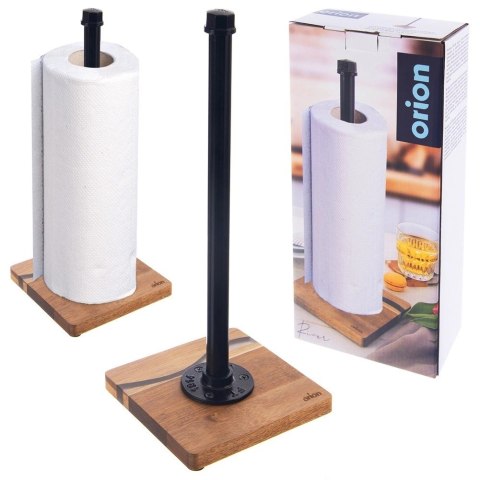 Stojak na Ręcznik Papierowy Metalowy Drewniany Loft Czarny ORION 35 cm