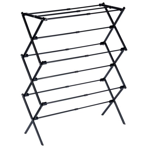 Suszarka na Pranie Ubrania Metalowa Czarna Pionowa Solidna ORION 47-78x94cm