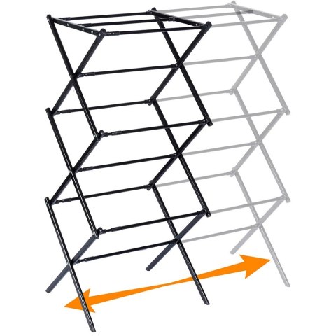 Suszarka na Pranie Ubrania Metalowa Czarna Pionowa Solidna ORION 47-78x94cm
