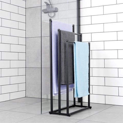 Wieszak na Ręczniki Ubrania Stojący Metalowy Czarny ORION 44 x 21 x 86 cm