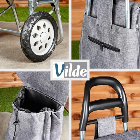 Wózek Torba na Zakupy Zakupowy na Kółkach dla Starszych Szary VILDE 30 l