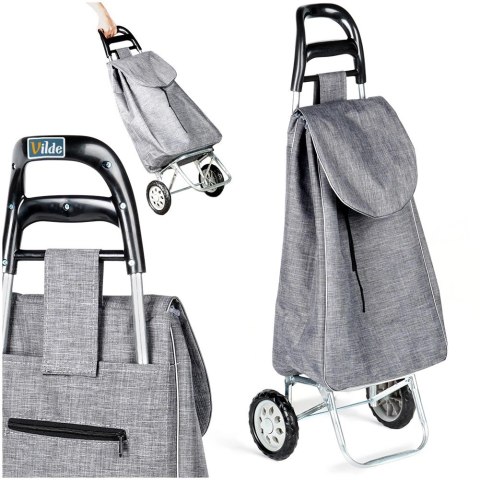 Wózek Torba na Zakupy Zakupowy na Kółkach dla Starszych Szary VILDE 30 l