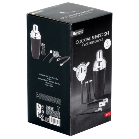 Zestaw Barowy z Shakerem Stalowy Czarny Solidny EXCELLENT HOUSEWARE 5 el.