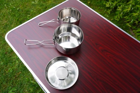 Zestaw Kempingowy Stal Nierdzewna Garnki Pokrywka KUBISPORT 2 szt.