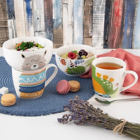 Zestaw Kubek Miseczka dla Dziecka Dziecięcy Porcelanowy Dinozaur ORION 2el.