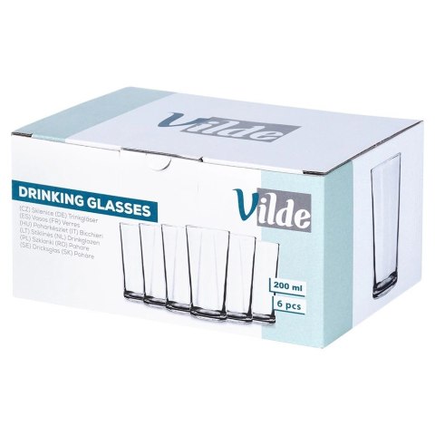 Szklanki Zestaw 6 szt. 200 ml VILDE Grube Szkło do Zmywarki/Mikrofali
