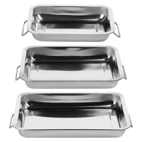 Brytfanny Blachy do Pieczenia Stalowe Prostokątne z Uchwytami VILDE 3 szt.