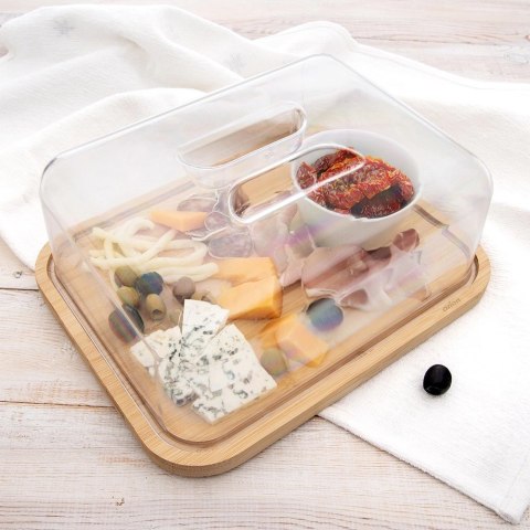 Deska do Krojenia Serwowania z Pokrywką Drewniana Bambusowa ORION 28x22 cm