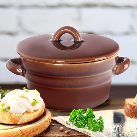 Garnek Pojemnik na Smalec Pasztet Ceramiczny z Pokrywką Solidny ORION 340ml