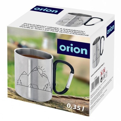 Kubek Turystyczny Termiczny Stalowy z Karabińczykiem Prezent ORION 350 ml
