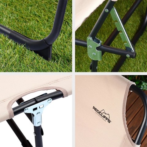 Leżak Ogrodowy Plażowy Rozkładany Regulowany Beżowy REDCLIFFS 187 x 55 cm