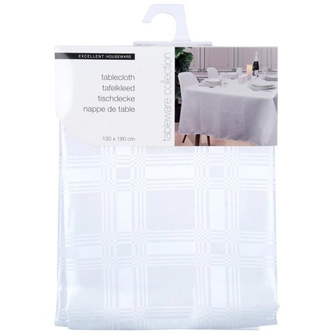 Nakrycie Stołu EXCELLENT HOUSEWARE 180x130 Cm Białe Łatwoczyszczące Stylowe