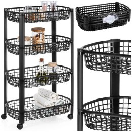 Organizer Na Kółkach Czarny EXCELLENT HOUSEWARE 4-Poziomowy 46x26x79 cm
