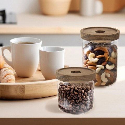 Pojemnik na Orzechy Płatki Makaron Szklany z Pokrywką Uszczelką ORION 970ml