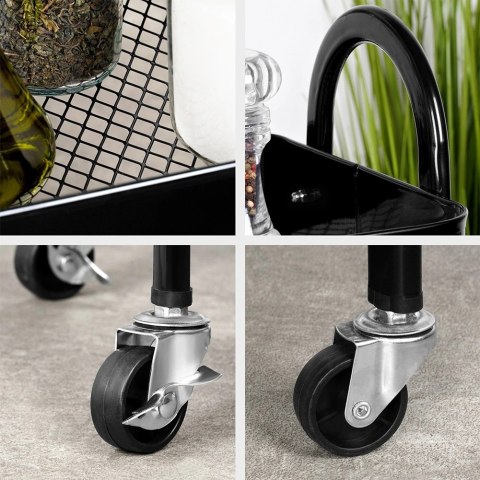 Regał na Kółkach Metalowy Łazienkowy Czarny 3Poziomowy ORION 44x31,5x78,5cm