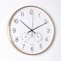 Zegar Ścienny na Ścianę z Termometrem Higrometrem Biały Złoty ORION 38 cm
