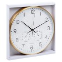 Zegar Ścienny na Ścianę z Termometrem Higrometrem Biały Złoty ORION 38 cm