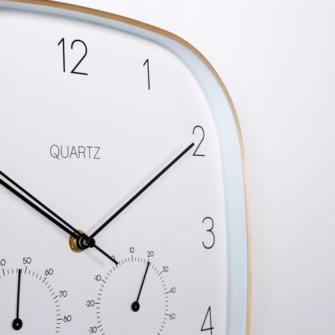 Zegar Ścienny na Ścianę z Termometrem Higrometrem Biały Złoty VILDE 28,5 cm