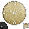 Zegar na Ścianie Ścienny Złoty Biały Dekoracyjny Brokatowy VILDE 29,5 cm