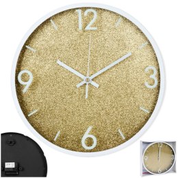Zegar na Ścianie Ścienny Złoty Biały Dekoracyjny Brokatowy VILDE 29,5 cm