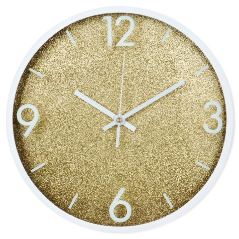 Zegar na Ścianie Ścienny Złoty Biały Dekoracyjny Brokatowy VILDE 29,5 cm