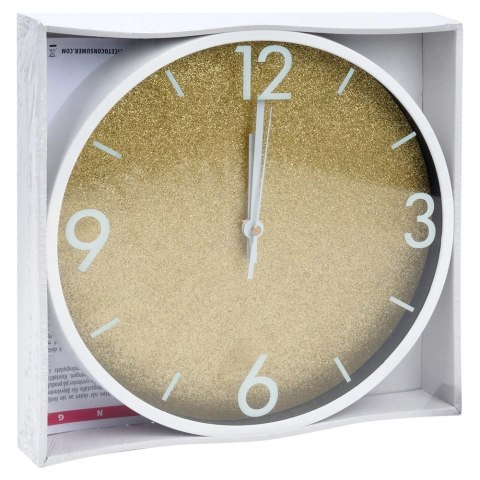 Zegar na Ścianie Ścienny Złoty Biały Dekoracyjny Brokatowy VILDE 29,5 cm