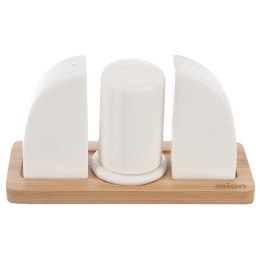Zestaw Solniczka Pieprzniczka Porcelanowa Biała ze Stojakiem ORION 4 el.